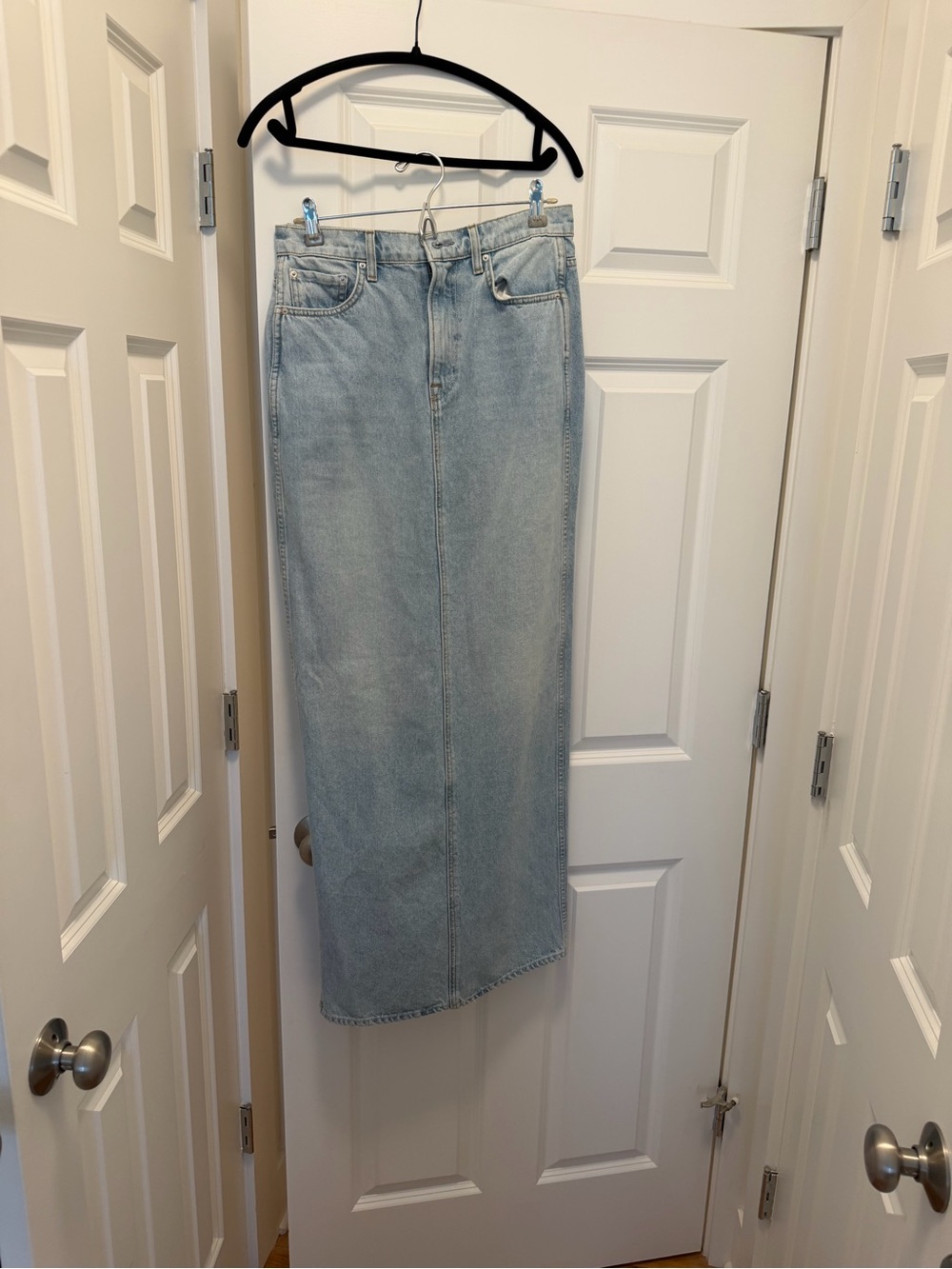 GRLFRND Light Blue Denim Maxi Skirt